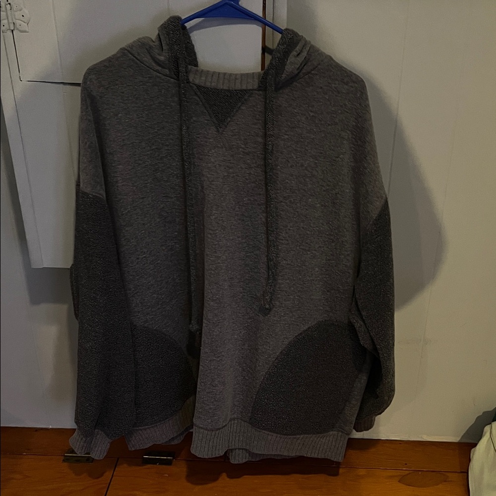Aerie womens Gray Hooded Sweatshirt with sweater like detail size large